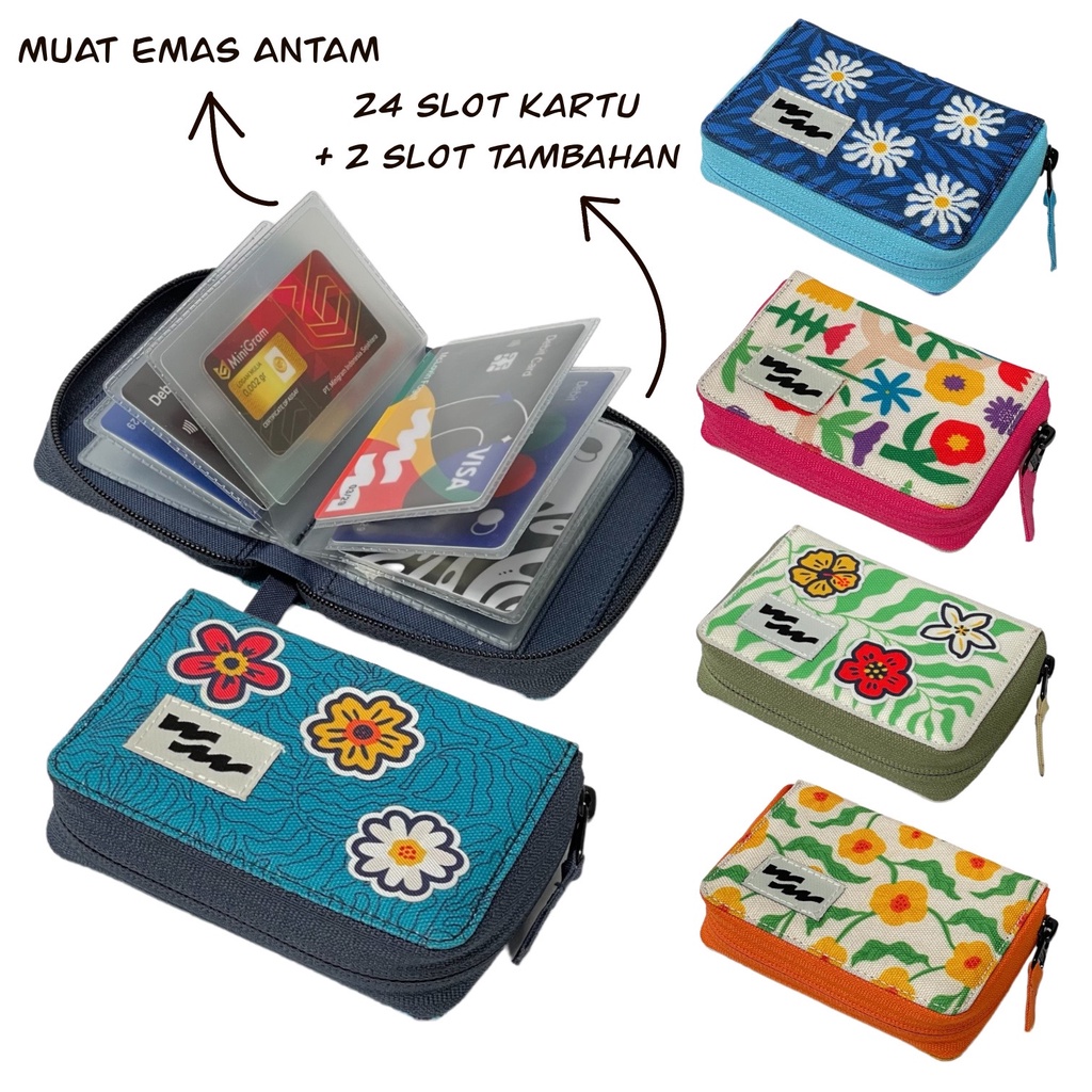 Dompet Kartu Mika Resleting Card Holder Mini tempat ATM Emas Antam 24 slot