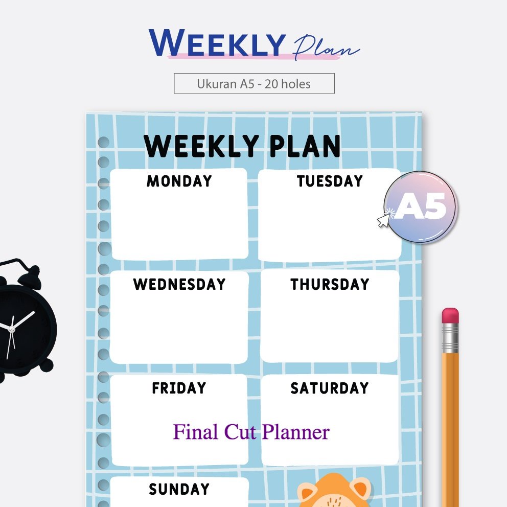 

Bukuqu Loose leaf A5 - L230 Weekly Plan Kotak Biru Kertas Binder .