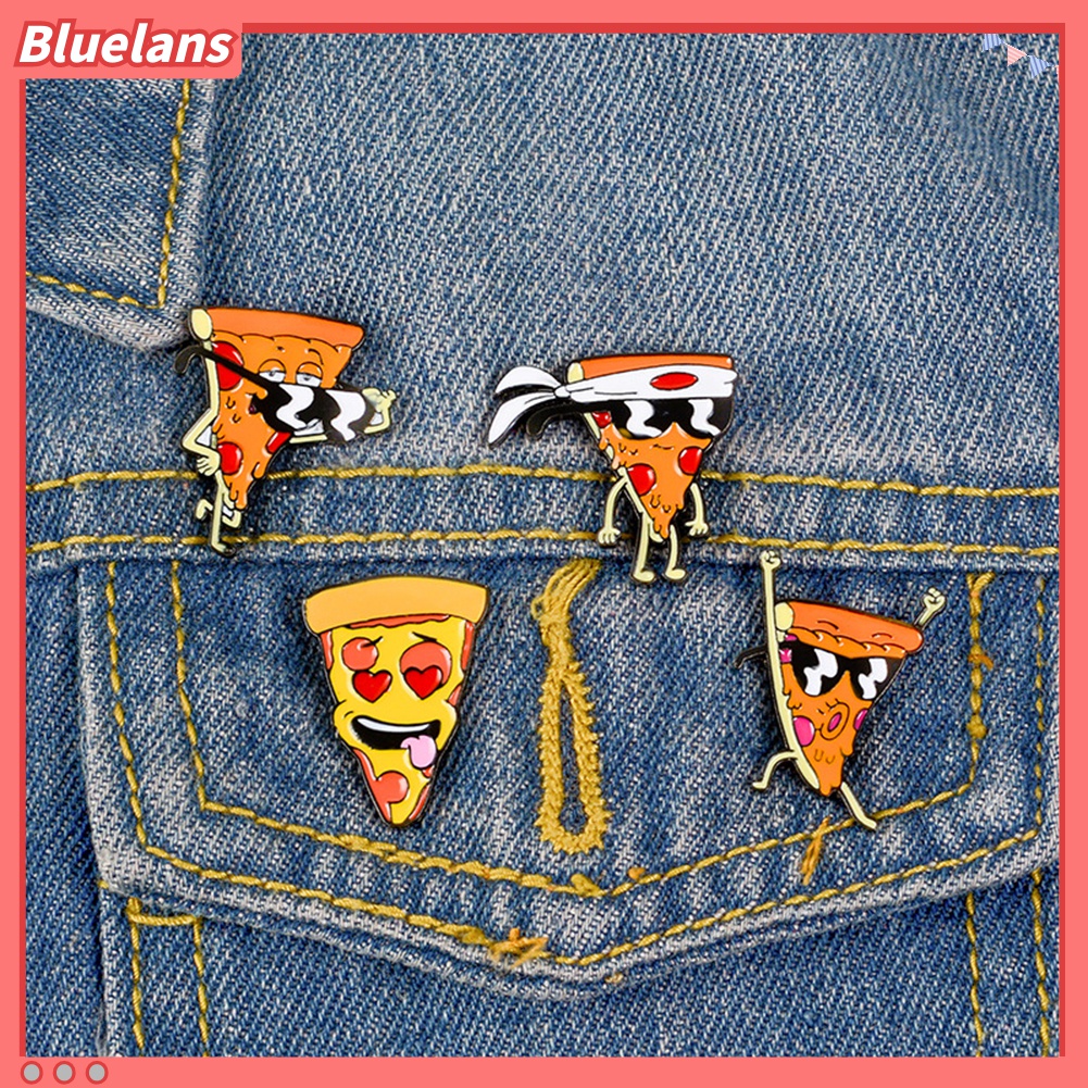 Bros Pin Enamel Desain Kartun Pizza Untuk Kerah Kemeja