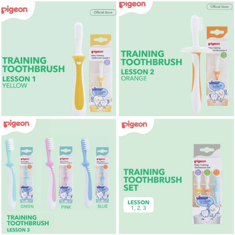 Pigeon Baby Training Toothbrush 123 - Sikat Gigi Bayi Tahap 123 - Tooth Brush Anak Bayi