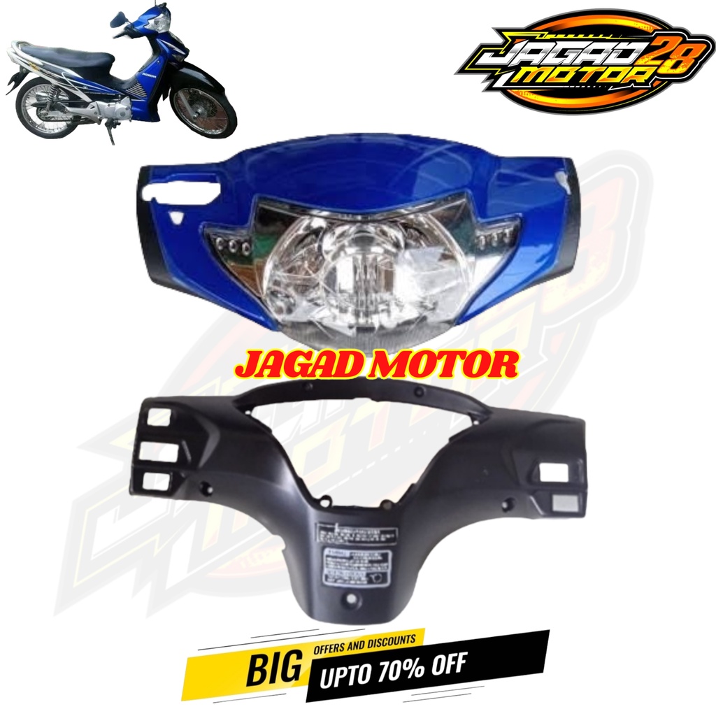 Batok Kepala Depan Belakang Supra X 125 Lama Biru Set Lampu / Batok Kepala 1 set Supra X 125 Lama tahun 2005-2007 Biru Depan Belakang Dan Lampu / Batok Kepala Depan Belakang Supra X 125 Lama Biru Plus Reflektor Lampu Depan