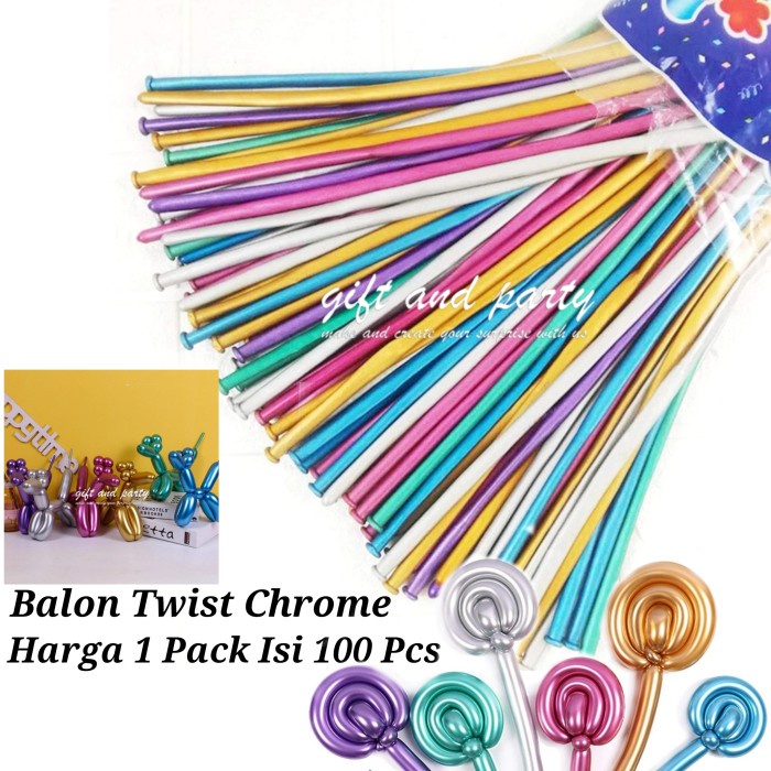 Balon Twist Chrome 1 pack isi 100 pcs/ Balon Per Pack / Balon Cacing