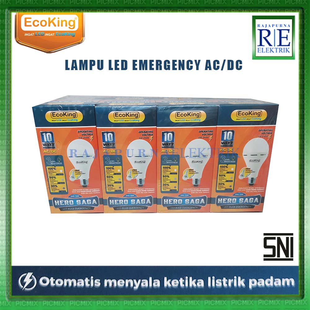 LAMPU LED EMERGENCY MAGIC ECOKING HERO SAGA 10W AC DC ORIGINAL