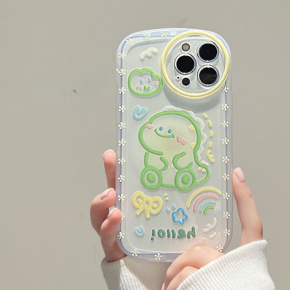 Case Lensa Bulat Motif Dinosaurus Untuk iPhone 12 13 14 11 Pro Max X Xs Max Xr djhtg