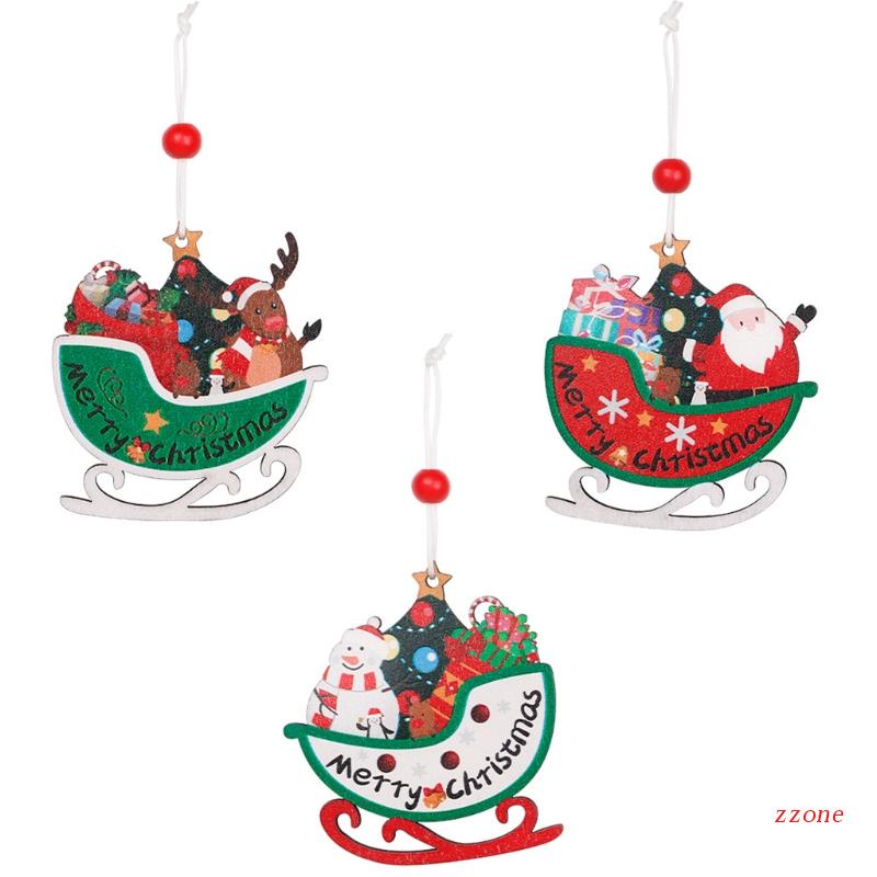 3pcs Ornamen Liontin Gantung Desain Santa Snowman Untuk Pohon Natal