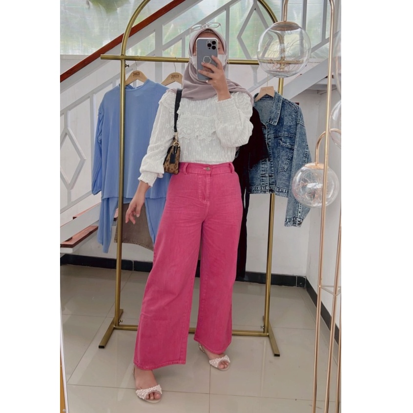 MOZZA JEANS KULOT PINK SERIES/ kulot jeans fuschia peach