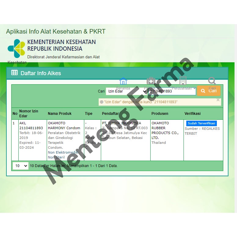 Kondom Okamoto Harmony - Isi 10