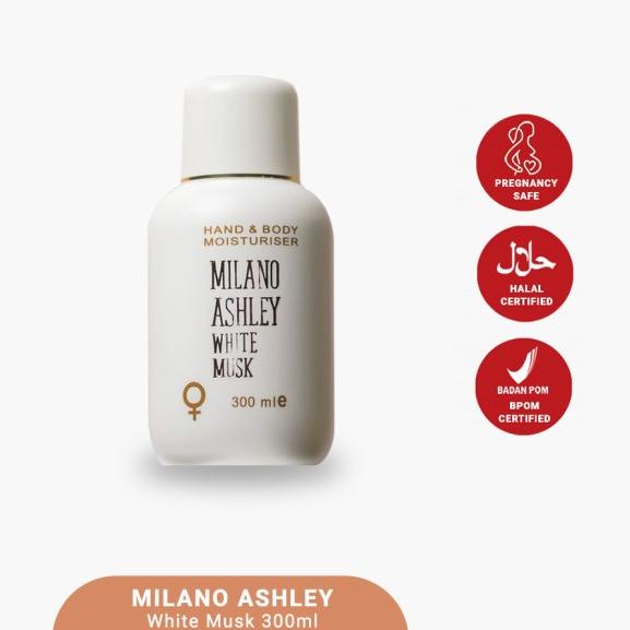 MILANO ASHLEY WHITE MUSK HAND &amp; BODY MOISTURISER 300ML / N015954