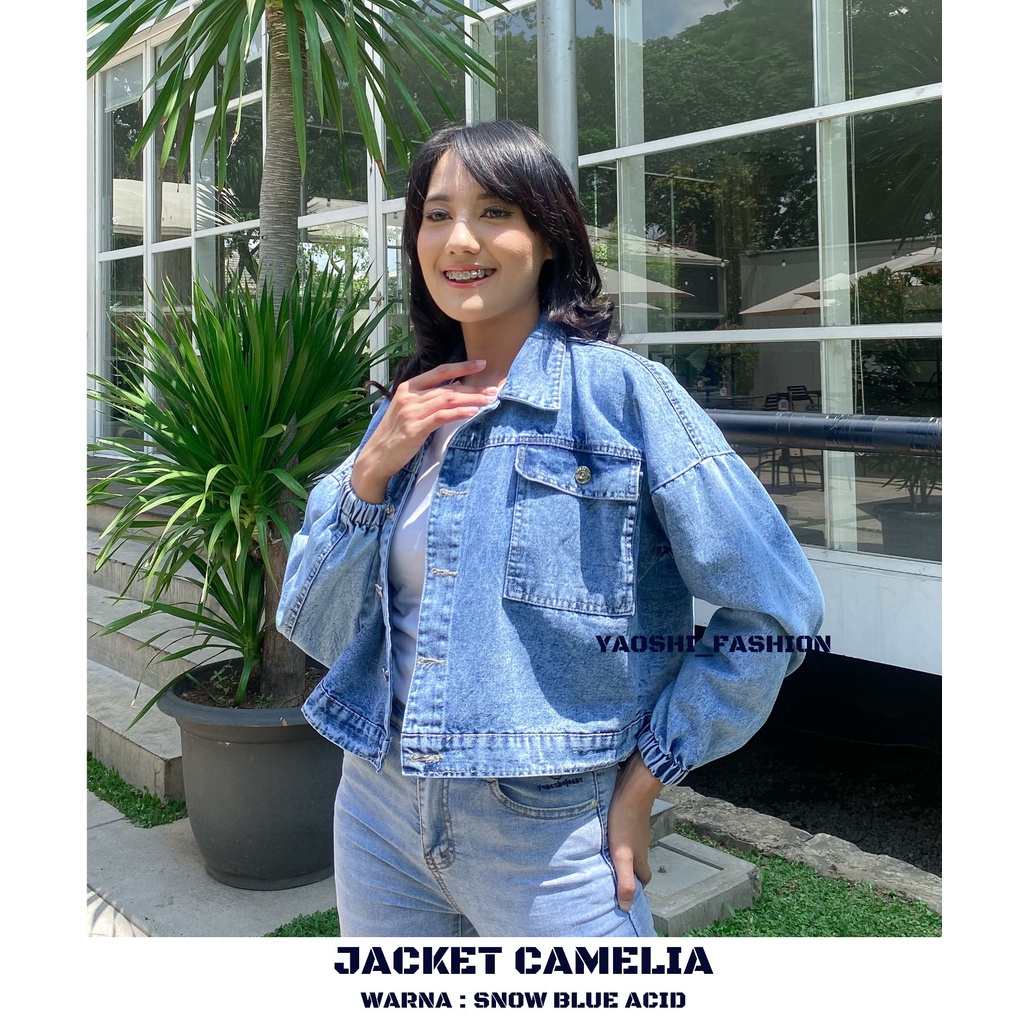 YAOSHI- JACKET DENIM WANITA /JAKET JEANS  OVER SIZE CAMELIA