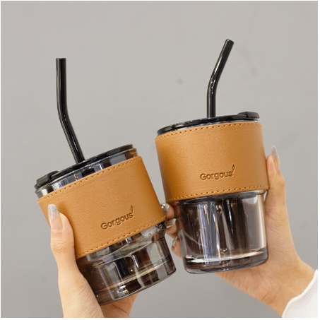 Berkat Tumbler Gelas Kaca Vintage Aesthetic Bottle Cup Coffee Simple Elegan Water 400ml Free Sedotan Kaca