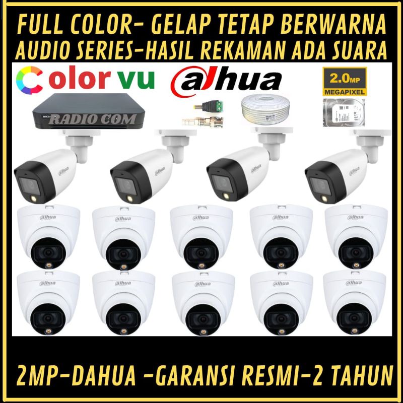 PAKET CCTV DAHUA 2MP FULL COLOR 16 CHANNEL 14 KAMERA AUDIO SERIES COLORVU