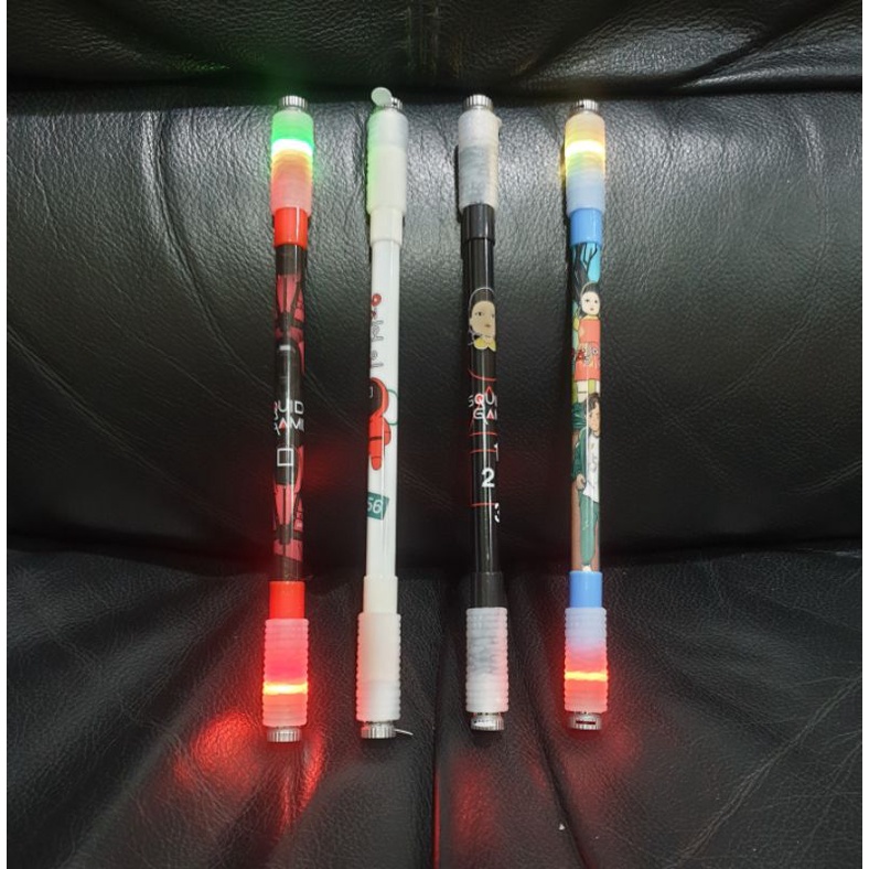 LED SQUID GAME SPINNING PEN / PEN PUTAR / PEN AJAIB / PEN ANTI STRESS / PEN BALANCE BISA PILIH WARNA