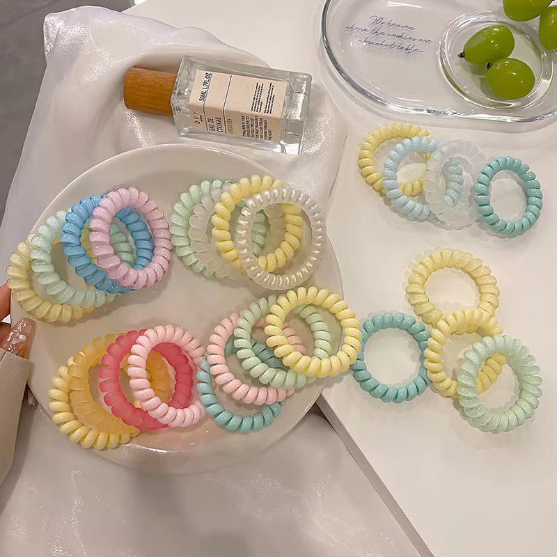 Monica Karet gelang  fashion strip spiral warna cerah gemuk longgar cincin rambut kabel