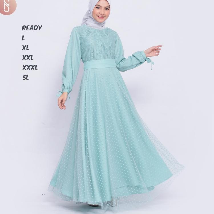 Paling Laris GAMIS BRUKAT TILE DOT JUMBO DRESS TERBARU PESTA UK L XL XXL 3L 5L UP TO LD 140 OSANA DR