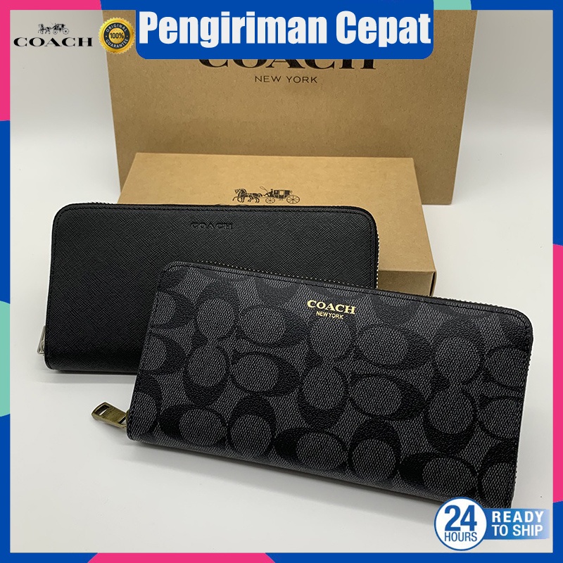 Dompet Panjang Pria Coach Kulit Dompet Ritsleting Berkualitas Tinggi