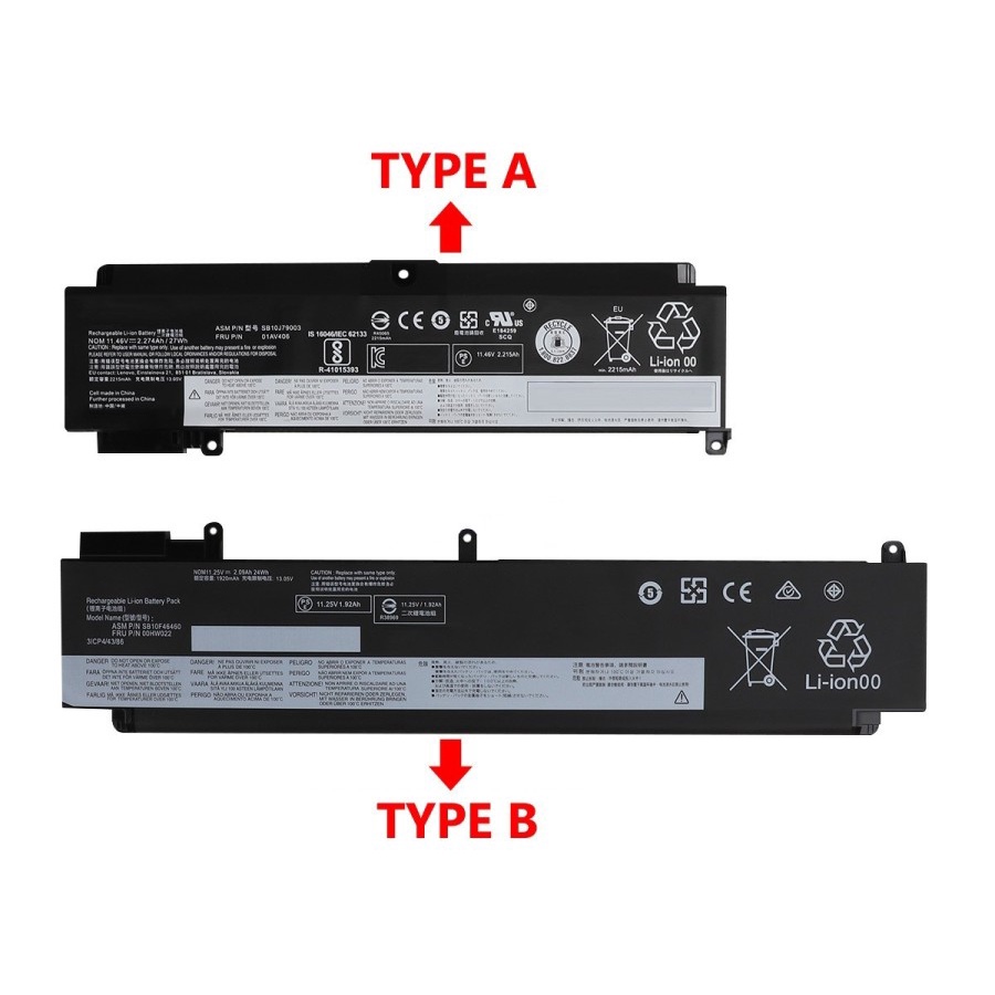 Baterai Lenovo ThinkPad T460S T470S 00HW022