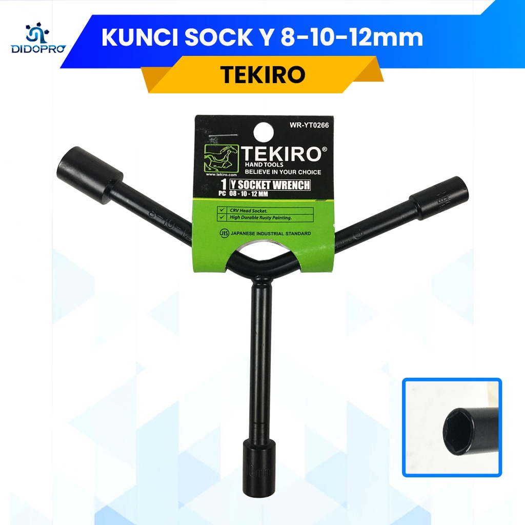 Kunci Sock Y pendek 8 x 10 x 12 mm TEKIRO