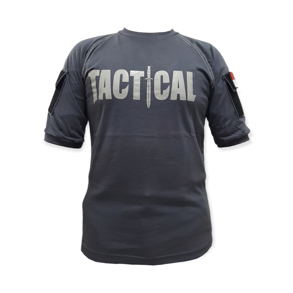 Kaos Pendek Tactical Hijau, Abu Tua Katun Combed