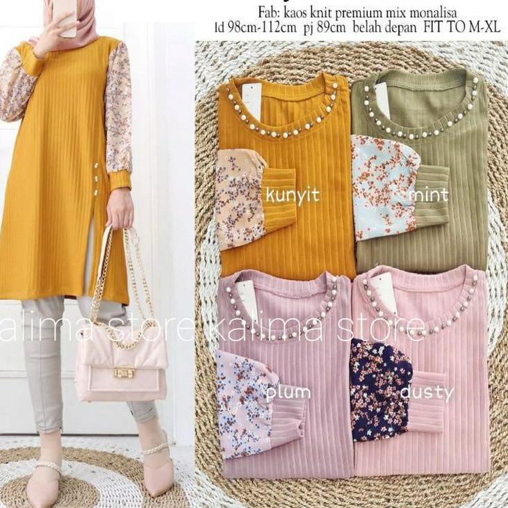 New Stock tunik import terbaru 2022/baju tunik wanita aplikasi mutiara