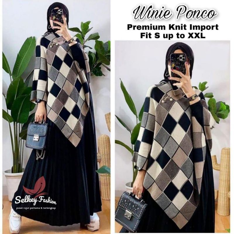 NEW WINIE PONCHO ATASAN WANITA BAHAN RAJUT KNIT