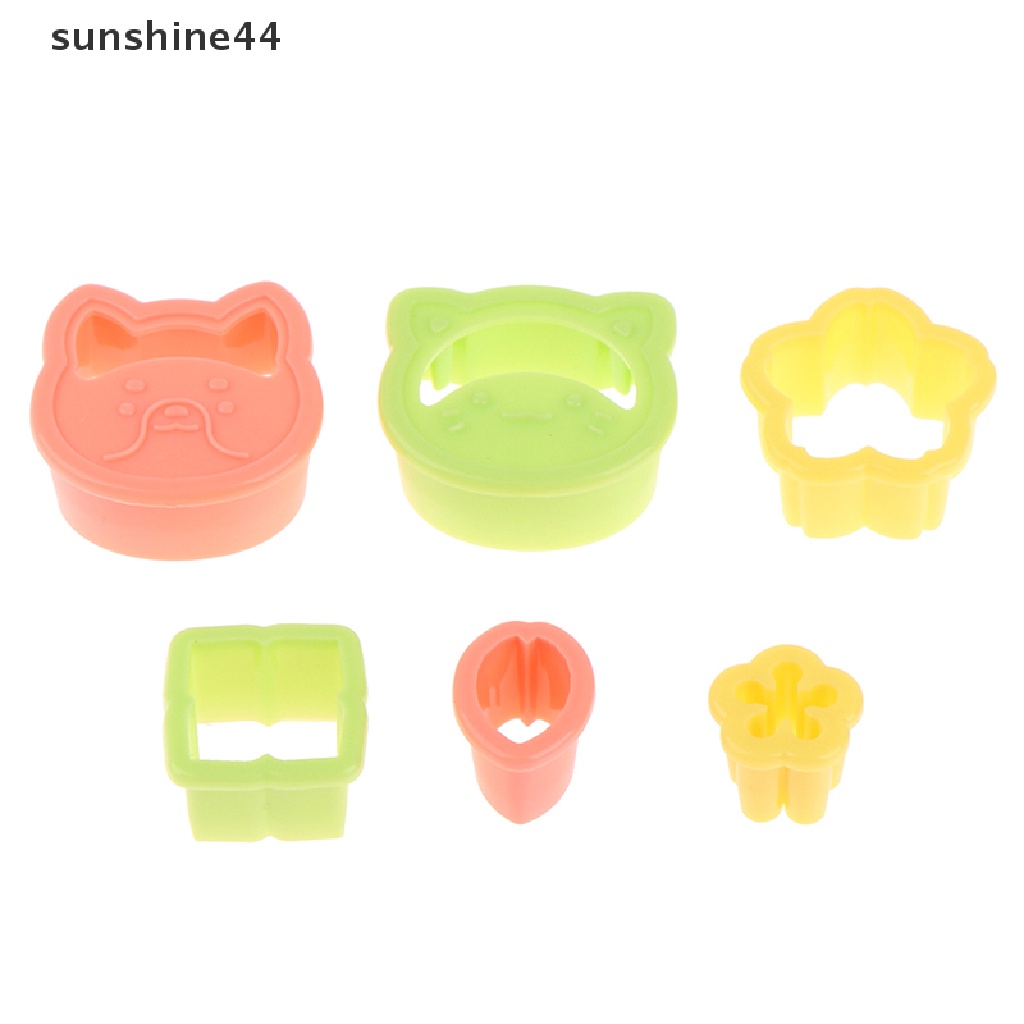 Sunshine 6Pcs / Set Cetakan Kue / Sandwich Bentuk Kelinci / Burung / Bunga Lucu