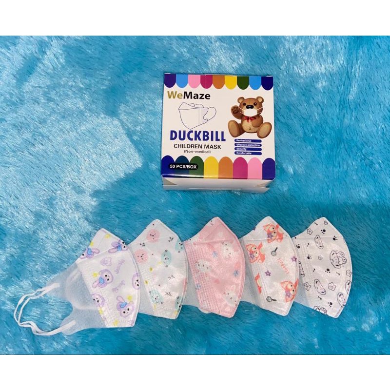 WEMAZE MASKER ANAK DUCKBILL MIX 3PLY ISI 50PCS BOX KIDS ORIGINAL GARIS HIDUNG