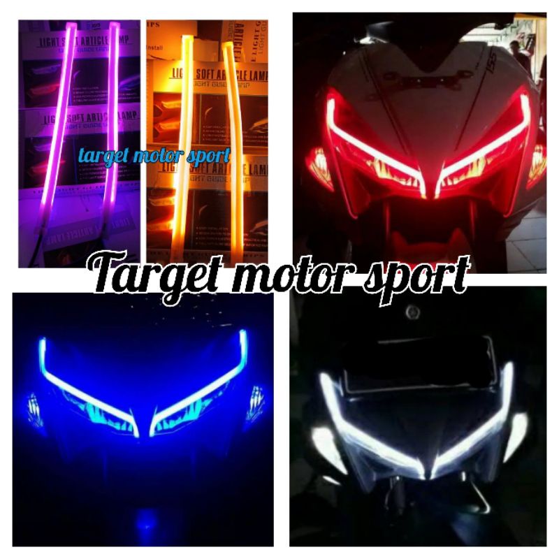 Lampu alis LED running 2 mode motor mobil Senja ungu sen kuning