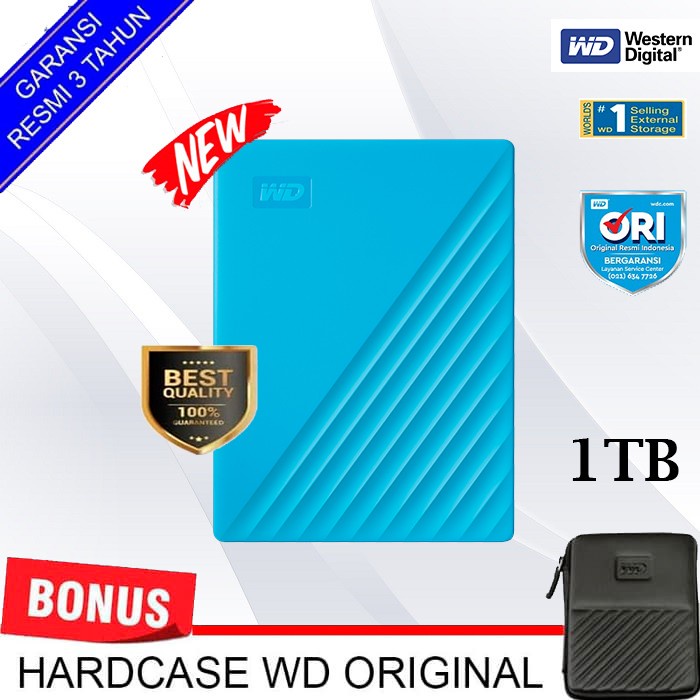 Hard Disk Wd My Passport 1Tb Biru - Hd Hdd Hardisk Eksternal External 2.5"