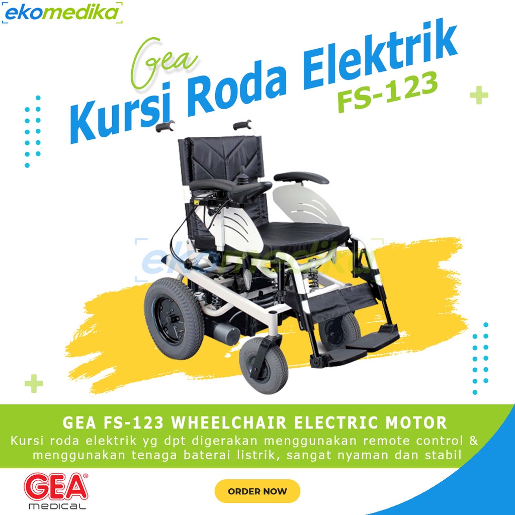 Kursi Roda Elektrik Gea FS 123 Wheelchair Electric GEA MEDICAL / Kursi Roda Motor Listrik Elektrik F