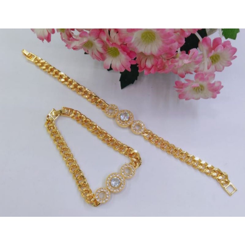 SDRJ-RK011. Gelang tangan xuping dewasa model rantai lapis emas dgn mata zircon