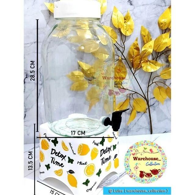 Dispenser Kaca Herevin / Drink Jar Kaca / Dispenser Cantik 5Lt