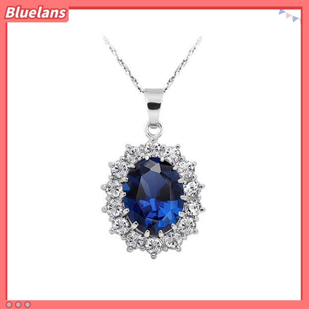 [bluelans]Fashion Faux Gemstone Rhinestone Pendant Necklace Stud Earrings Jewelry Gift