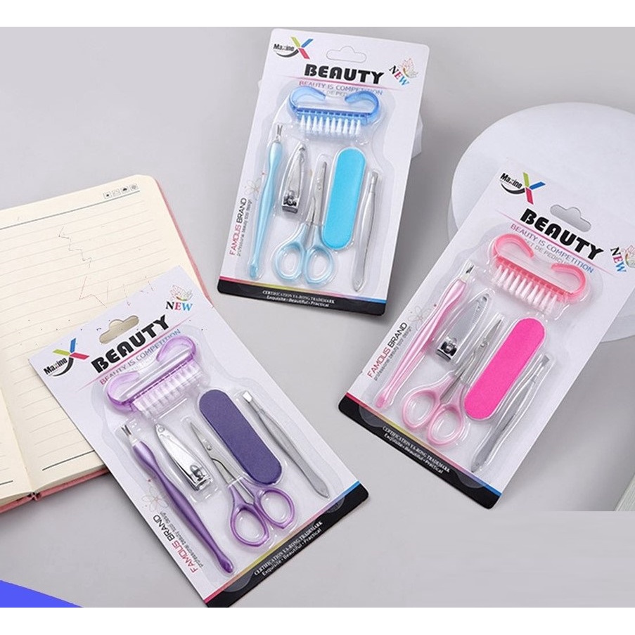 RATU ♥️ SET MANICURE ♥️ Alat Medicure Pedicure Manikur Set 6 in 1 Sikat Gunting Kikir Perawatan Kuku
