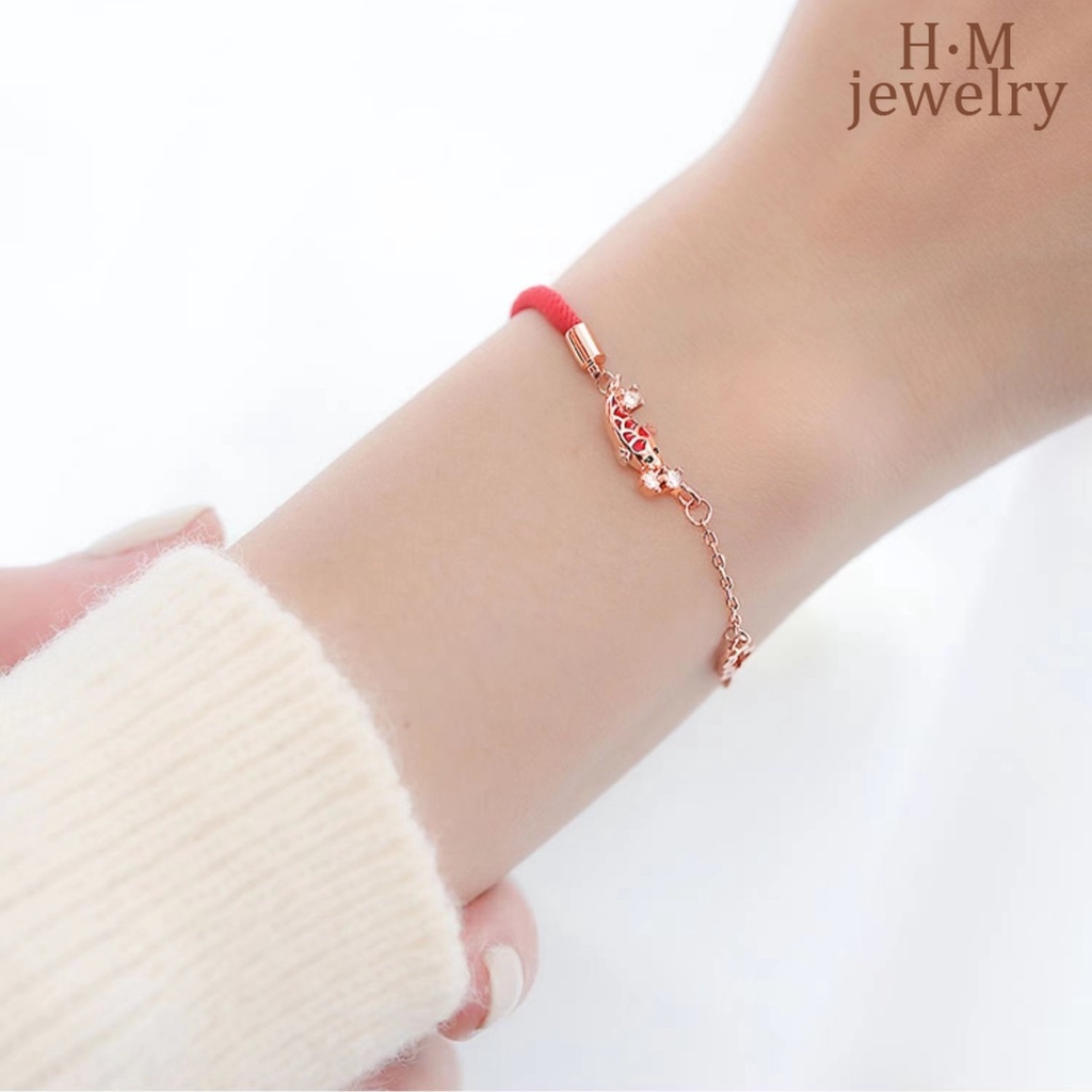 Koi Gelang Tangan Tali Anyam Motif Tulisan Good Luck Wealth Untuk Pasanganpriawanita