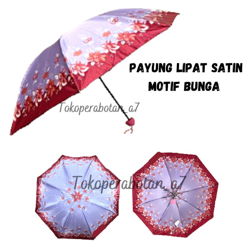 Payung lipat 3 satin kembang nagoya osaka/payung lipat nagoya/payung lipat osaka/payung lipat satin 