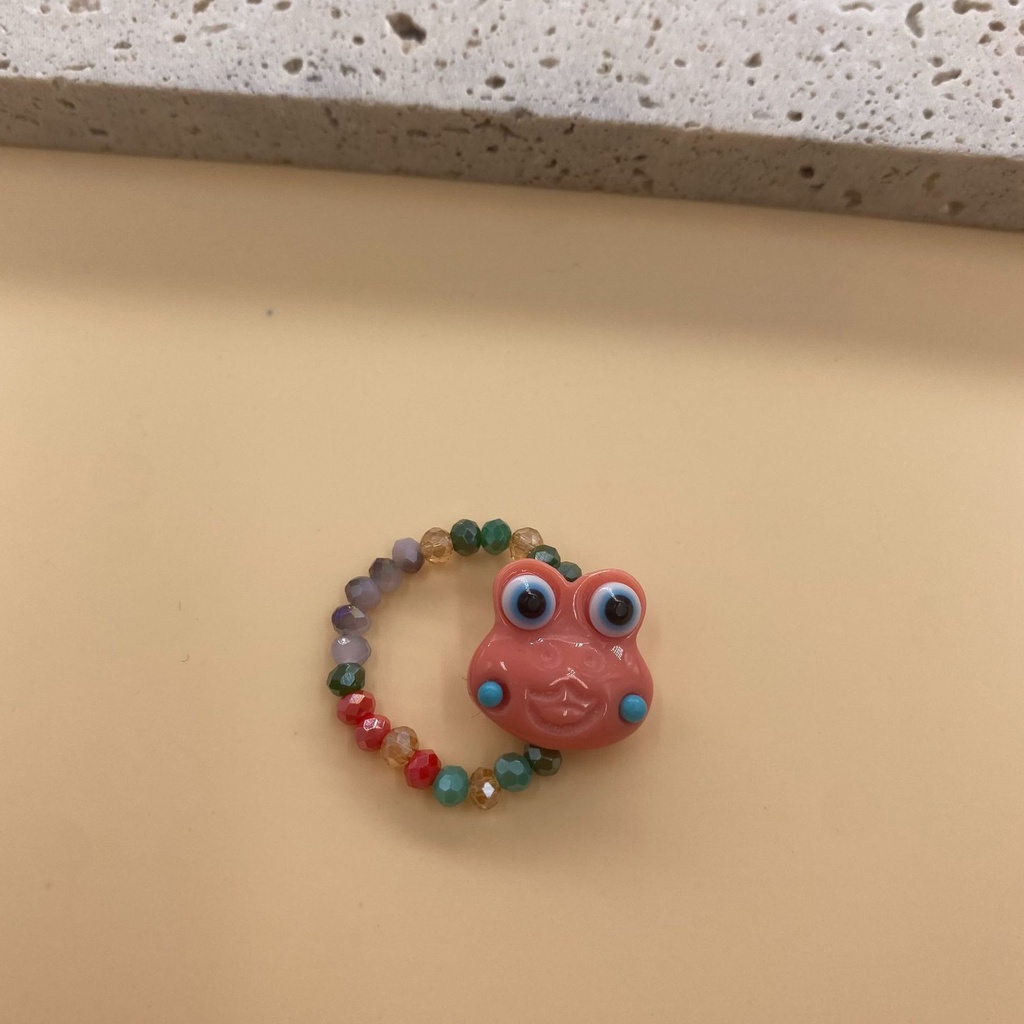 Cincin Elastis Handmade Desain Kartun Kodok Kecil Untuk Wanita