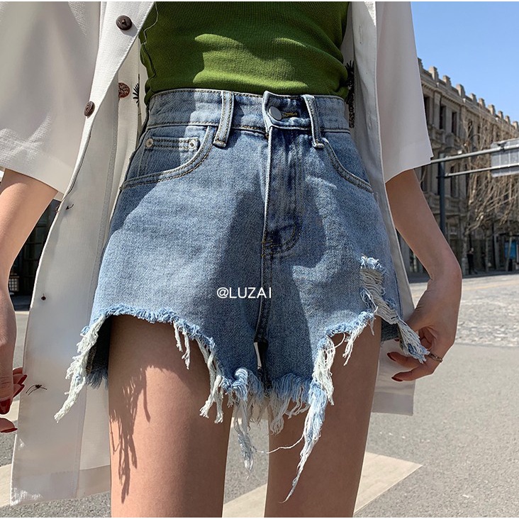 Jeans Korean Style Wanita Streetwear Pants Hot pants Celana pendek wanita dewasa Jeans Celana short wanita celana jeans cewek kekinian sobek Celana jeans sobek wanita ripped jeans wanita cewek celana ootd wanita jumbo 3XL short pants wanita