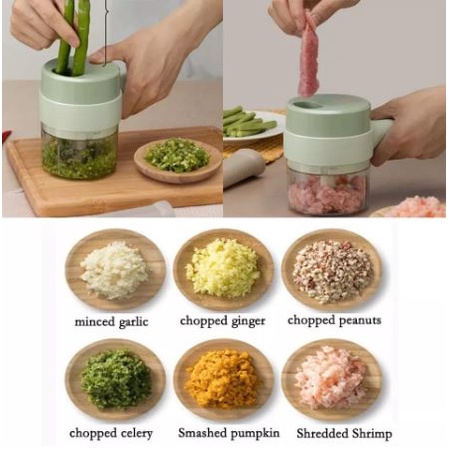 DS SS33 Set Mesin Pemotong Sayuran 4 in 1  Food Chopper Electric Handheld Cooking Hammer USB Charging / Vegetable Cutter Blender Multifungsi