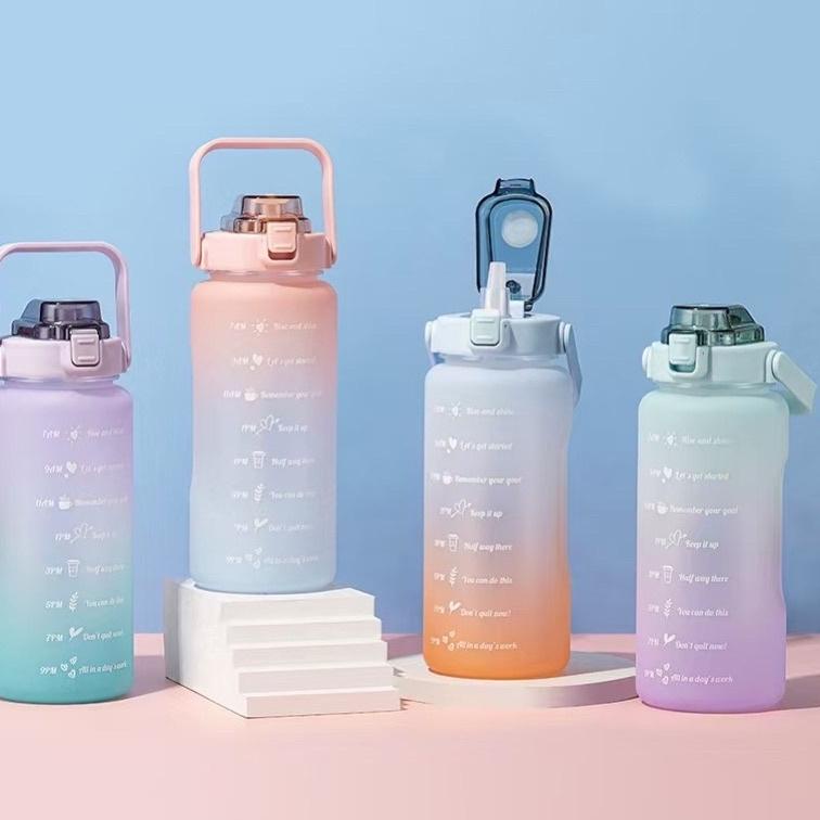 (HARGA GROSIR) Botol Time Rainbow | Botol Minum Viral 2 liter | Botol Minum kekinian Viral