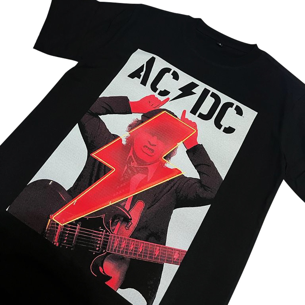 KAOS BAND ACDC - ANGUS YOUNG T SHIRT MUSIK ROCK N ROLL PRIA WANITA ORIGINAL