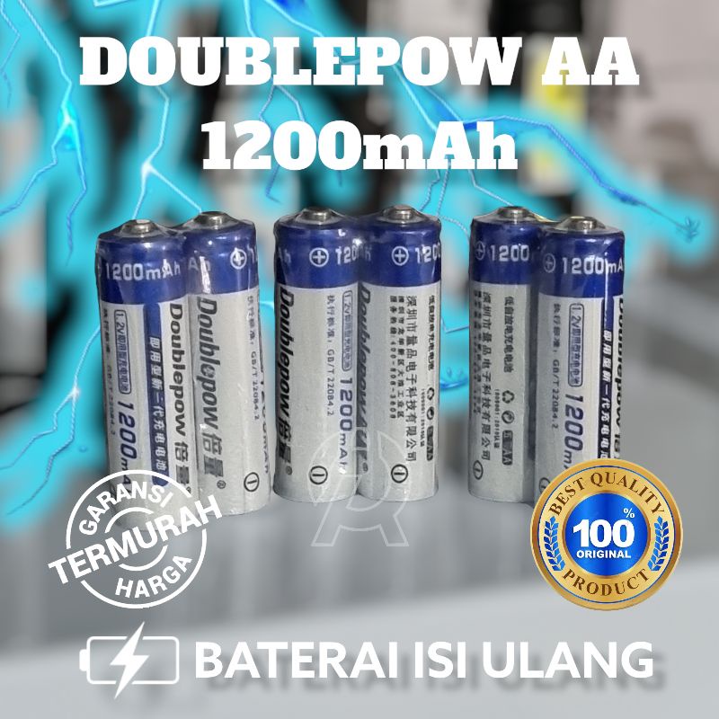 TERMURAH Baterai DOUBLEPOW AA 1200mAh Batere Isi Ulang Batre Cas Rechargeable