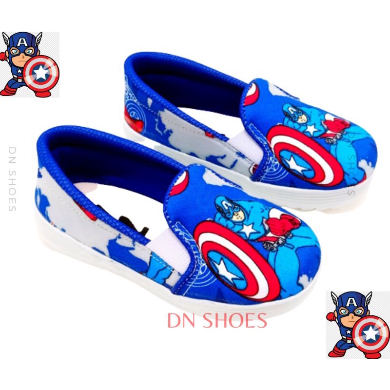 Sepatu Anak Laki laki Sepatu Slip On Anak Karakter Kapten Amrik Navy