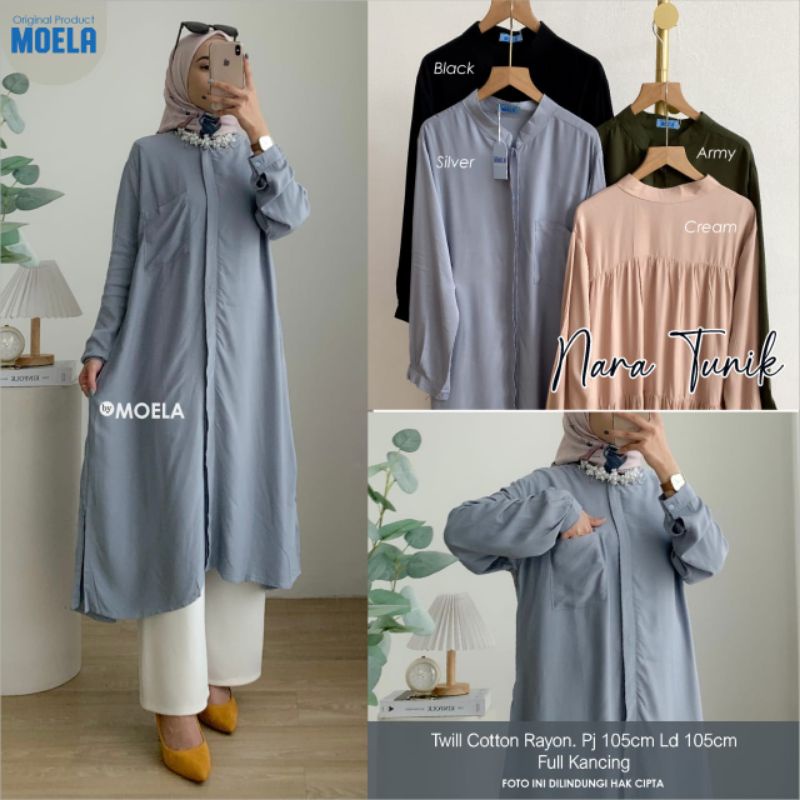 Tunik Atasan Katun Rayon Polos Original Moela [Fokis Ivory Lusio Kilas Linpi Nansi Sekis]