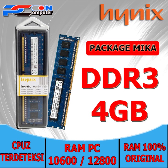 RAM MEMORY PC DDR3 4GB PC12800  Longdim 1600MHz Hynix