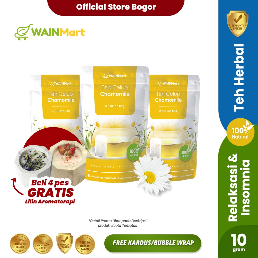 ANTI IMSOMNIA !!! Teh Celup Bunga Chamomile Herbal Relaksasi kaya Antioksidan