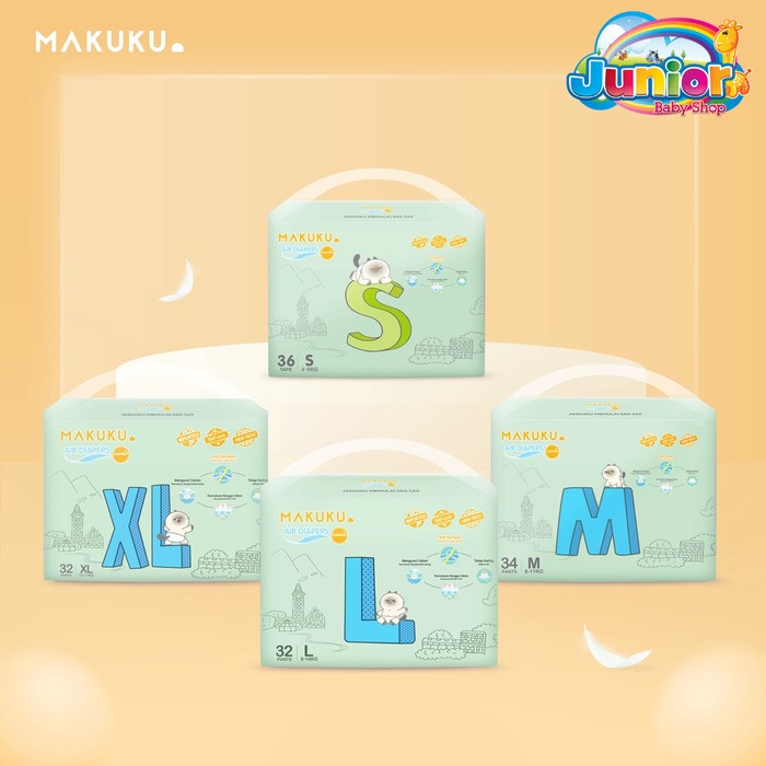 Popok MAKUKU Air Diapers Comfort S36|M34|L32|XL32|XXL28|NB28