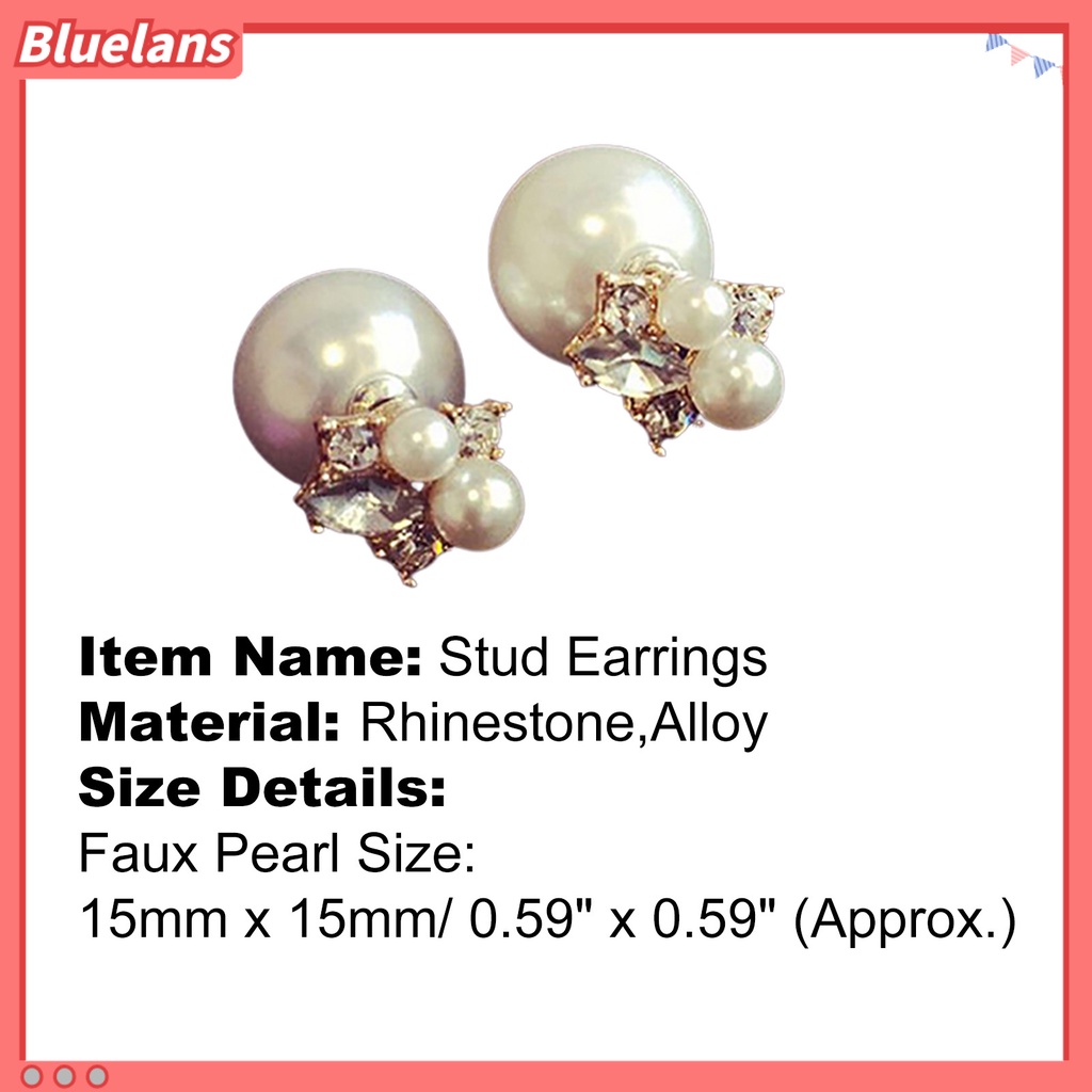 Bluelans Studs Earrings Rhinestone Decor Ear Decoration Exquisite Women Front Back Piercing Earing