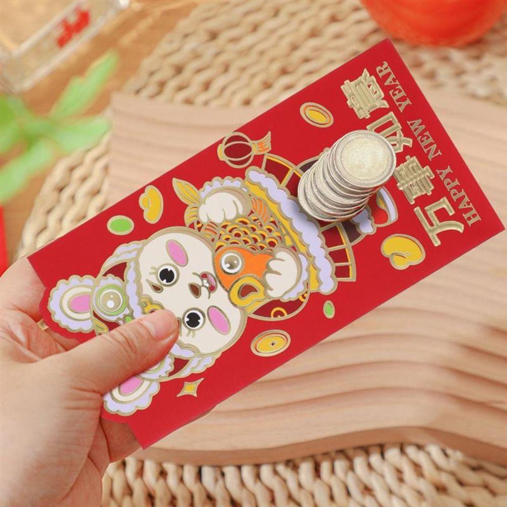 Preva 24pcs Kelinci Amplop Merah Berkah Lebar Pakai Festival Musim Semi Imlek Tahun Baru