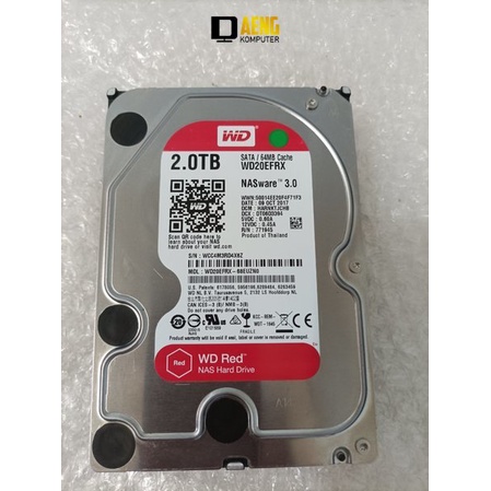 Hard Disk Hdd Harddisk Hardisk PC sata 2 TB Merk WD Red NASware 3.0