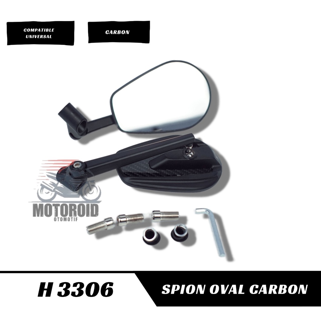 KACA SPION MOTOR MODEL OVAL CARBON FULL CNC ALUMINIUM REAR MIRROR OVAL CARBON MODEL SEPION OVAL CARBON UNIVERSAL